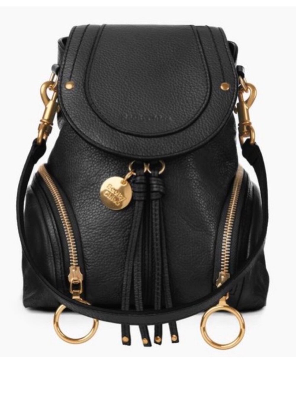 See by Chloé Olga Black Leather Convertible Backpack Crossbody Bag
